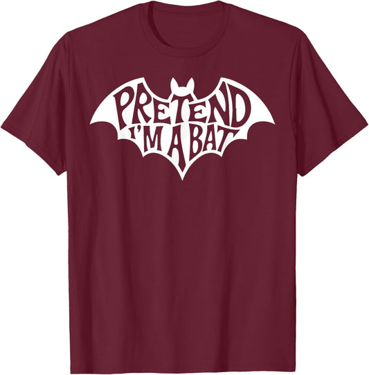 Funny Group Easy Adult Halloween Costumes Pretend I'm A Bat T-Shirt - T-Shirt | Maroon