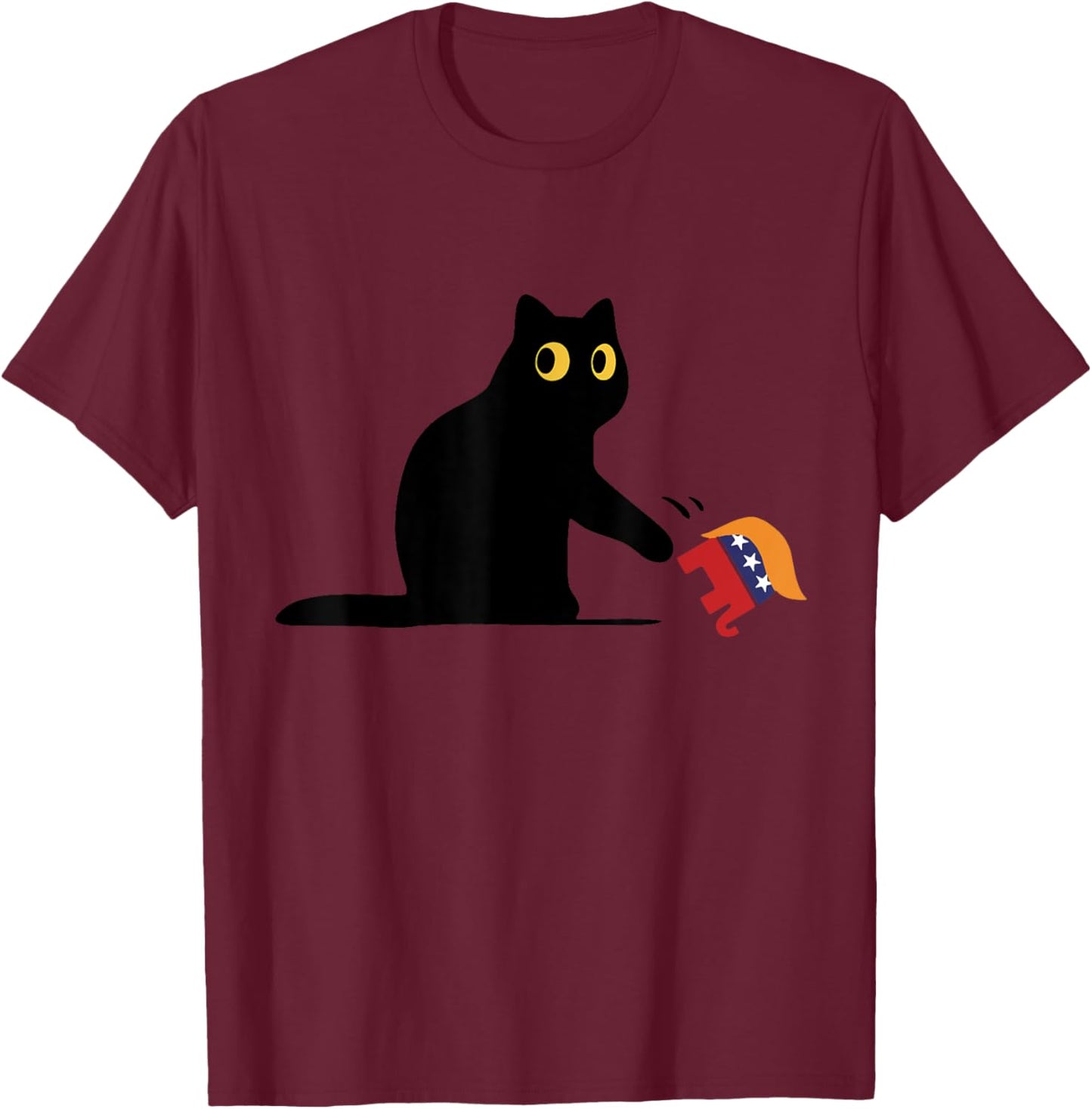 Kamala Harris 2024 Victory Black Cat vs Elephant Trump Women T-Shirt - T-Shirt | Maroon