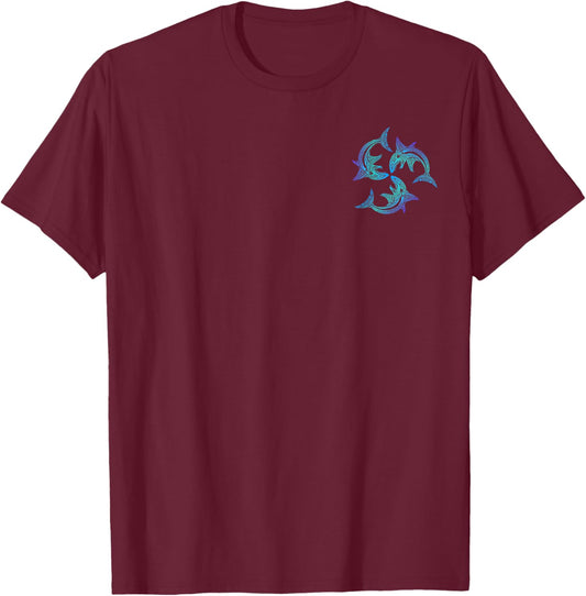 Tribal Hawaiian Maori Sun Sea Shark (2 sided) T-Shirt - T-Shirt | Maroon