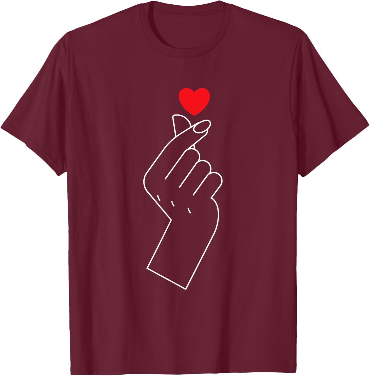Finger Heart T-Shirt - T-Shirt | Maroon