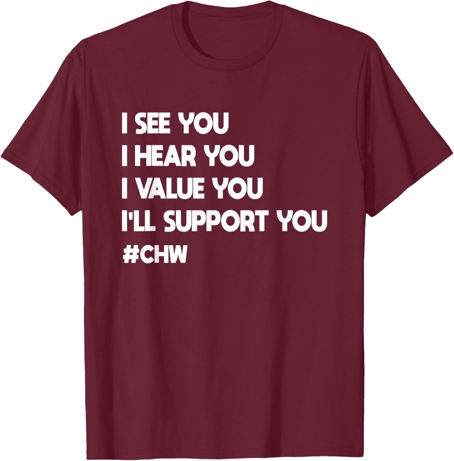 Community Health Worker -Adults Black Small CHW T-Shirt - T-Shirt | Maroon