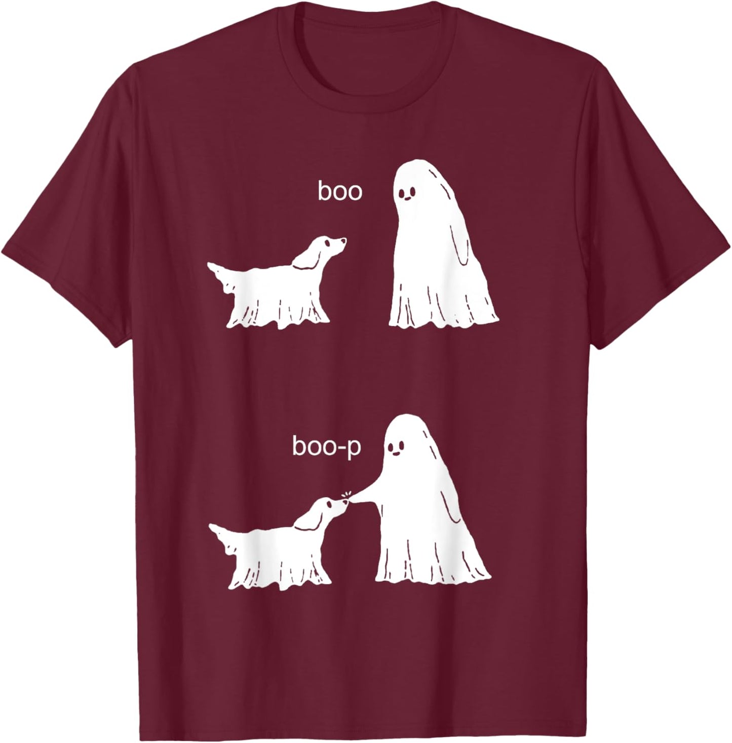 Boo Boop Ghost And Dog T-Shirt - T-Shirt | Maroon