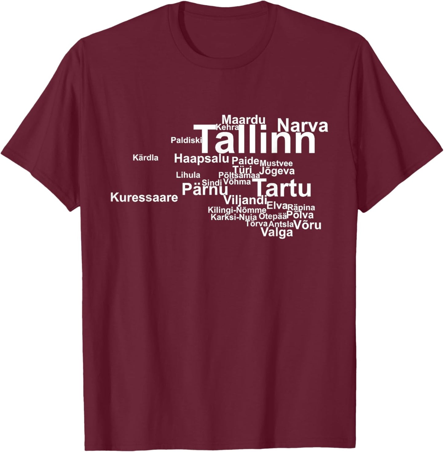 Estonia Outline, Estonia Travel, Estonian Pride, Estonia T-Shirt - T-Shirt | Maroon