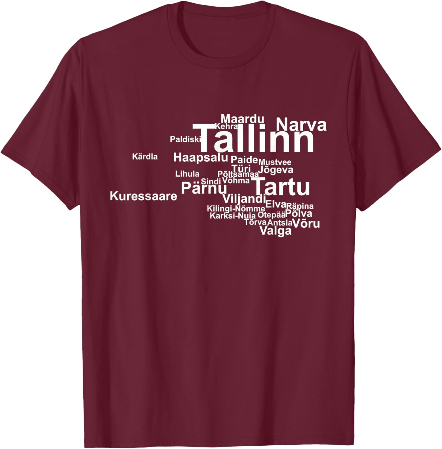 Estonia Outline, Estonia Travel, Estonian Pride, Estonia T-Shirt - T-Shirt | Maroon