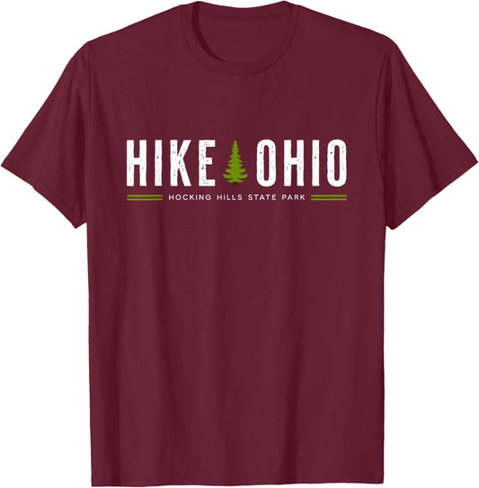 Ohio Hocking Hills State Park Hike Tree Retro Graphic T-Shirt - T-Shirt | Maroon