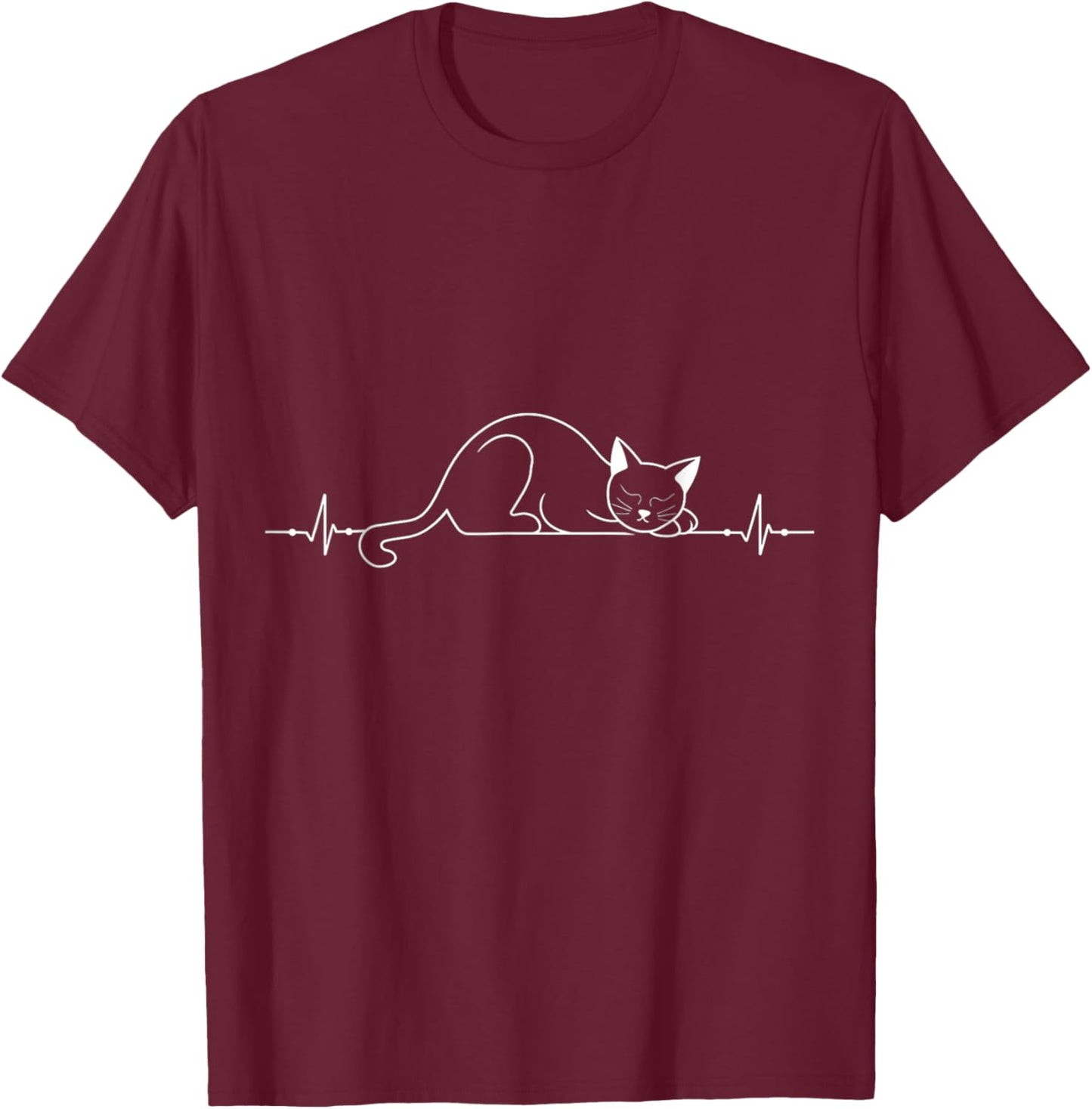 Cat Heartbeat Love Cats Women's Girls Cat Lover T-Shirt - T-Shirt | Maroon