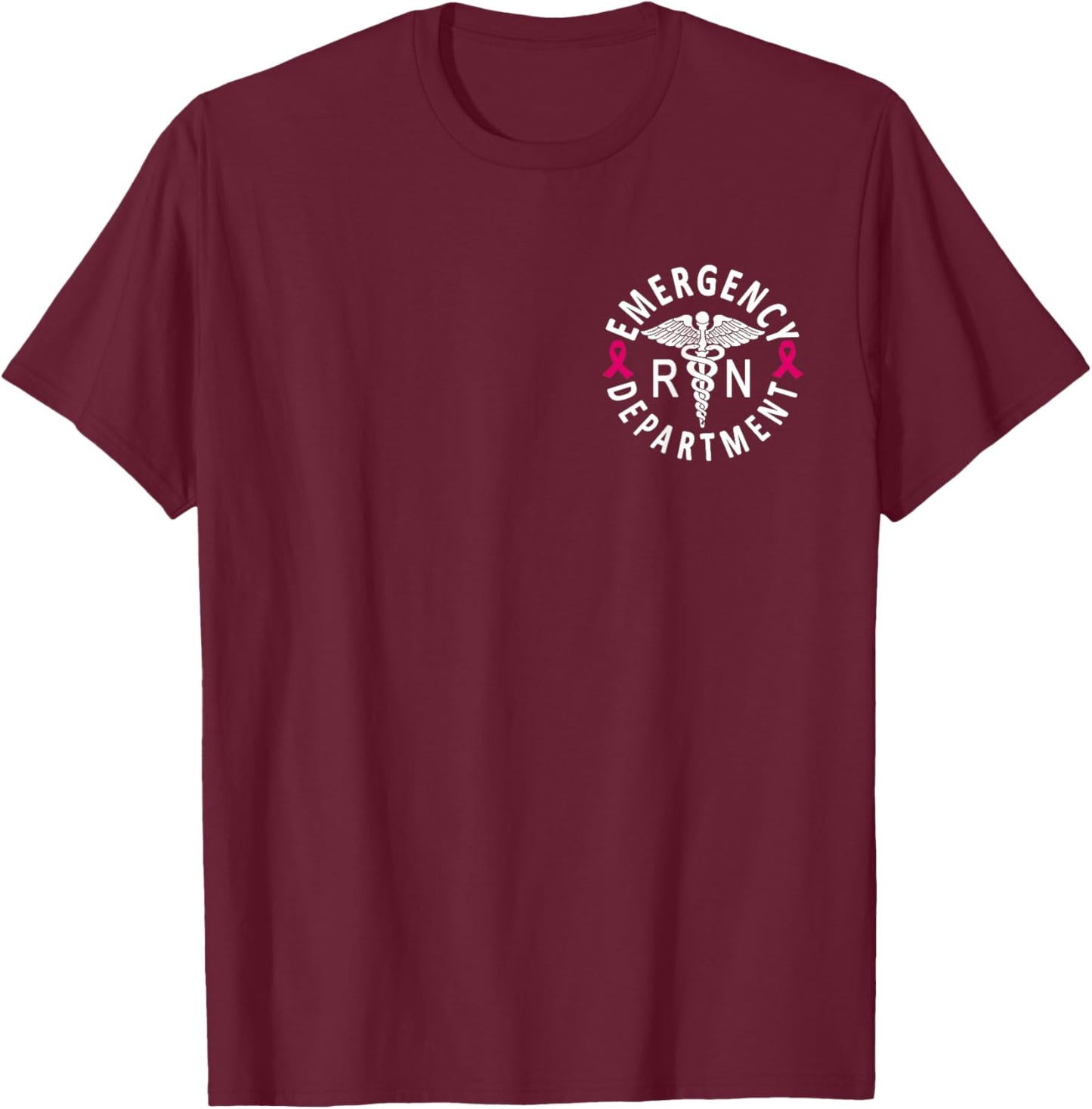 Emergency Department Emergency Room Nurse Breast Cancer T-Shirt - T-Shirt | Maroon