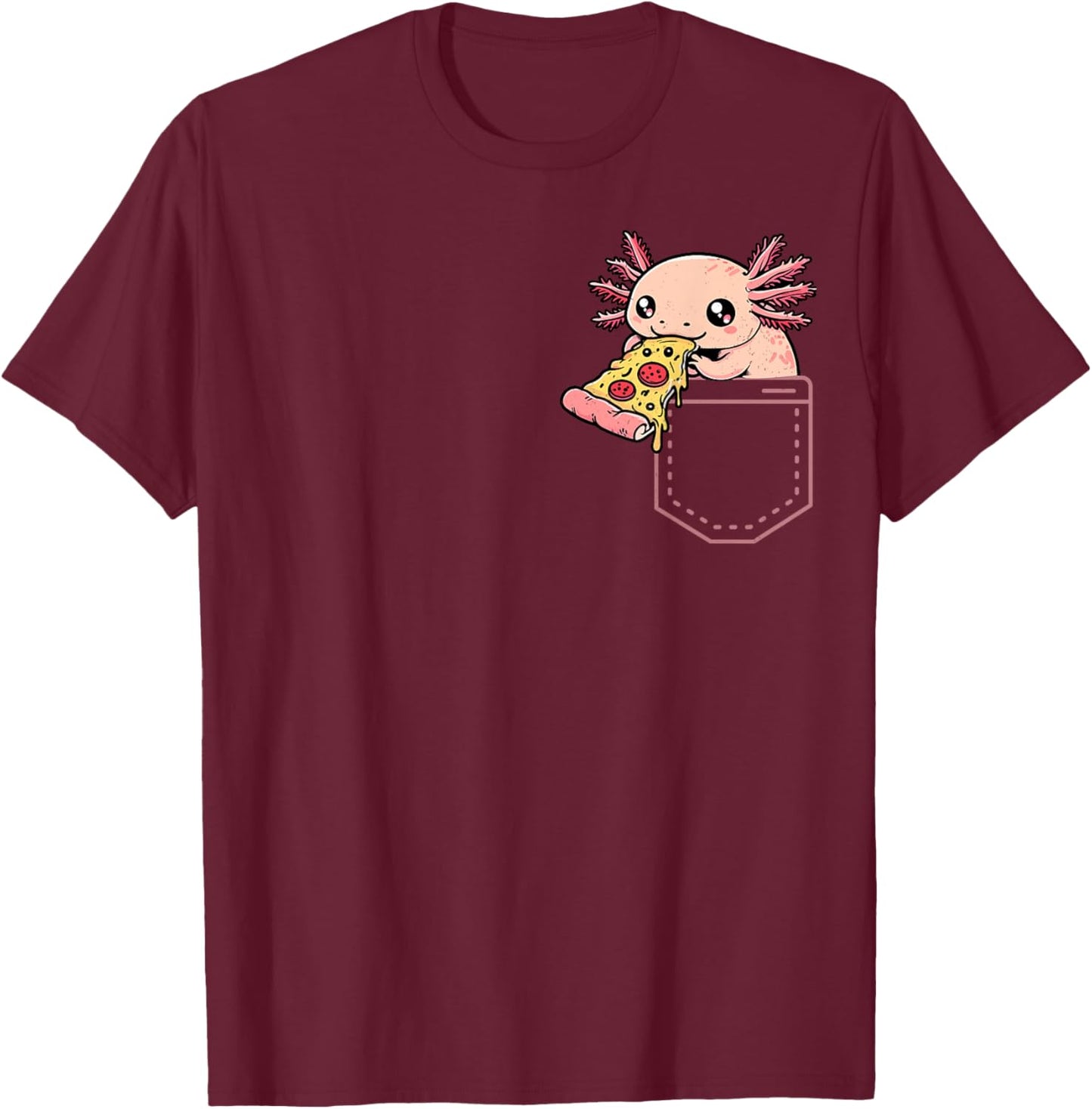 Axolotl Pizza Pocket Snacks Fun Snaxalotl Axolotl In Pocket T-Shirt - T-Shirt | Maroon