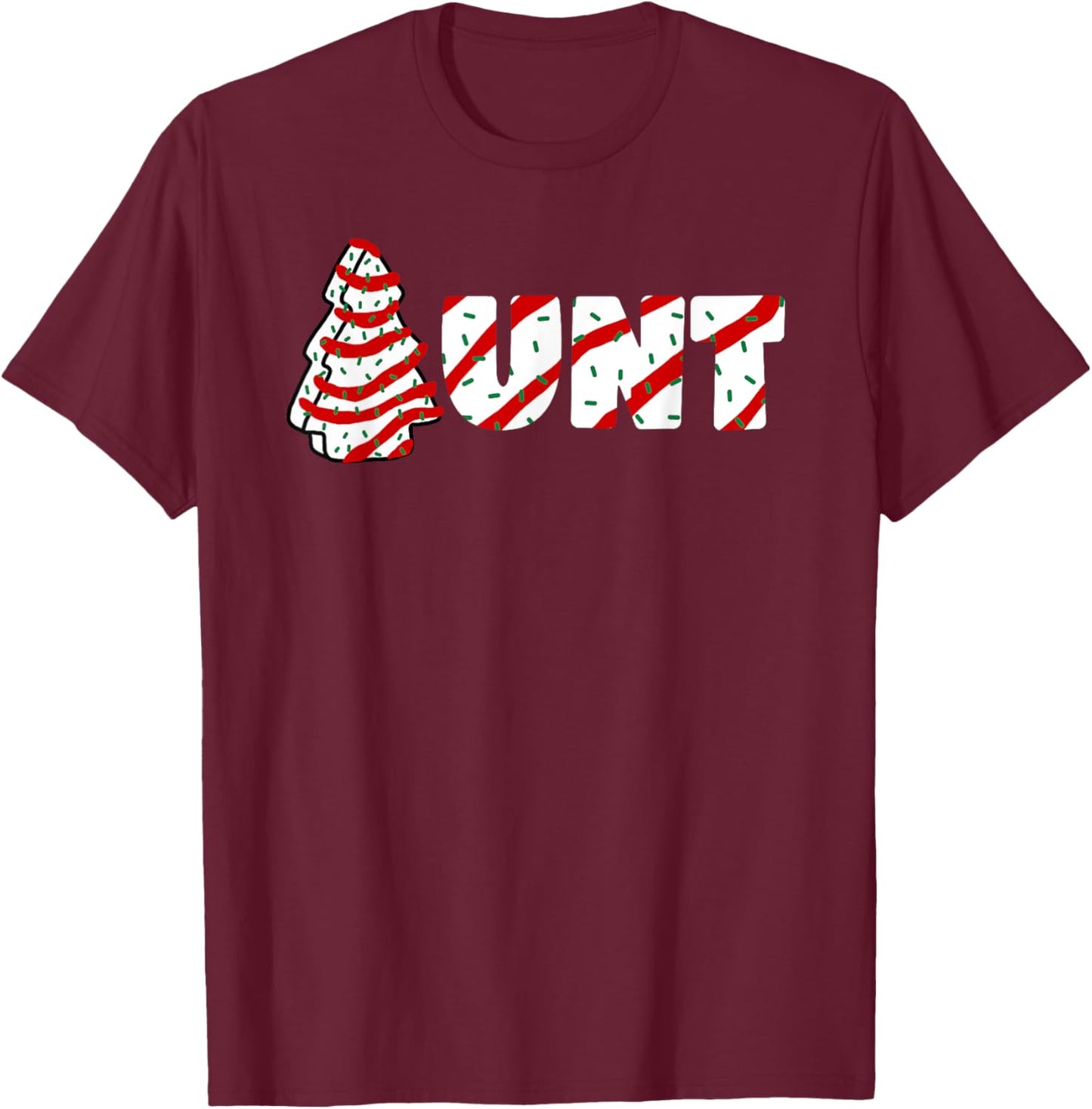 Christmas Tree Cake Matching Family Party Pajama Aunt T-Shirt - T-Shirt | Maroon