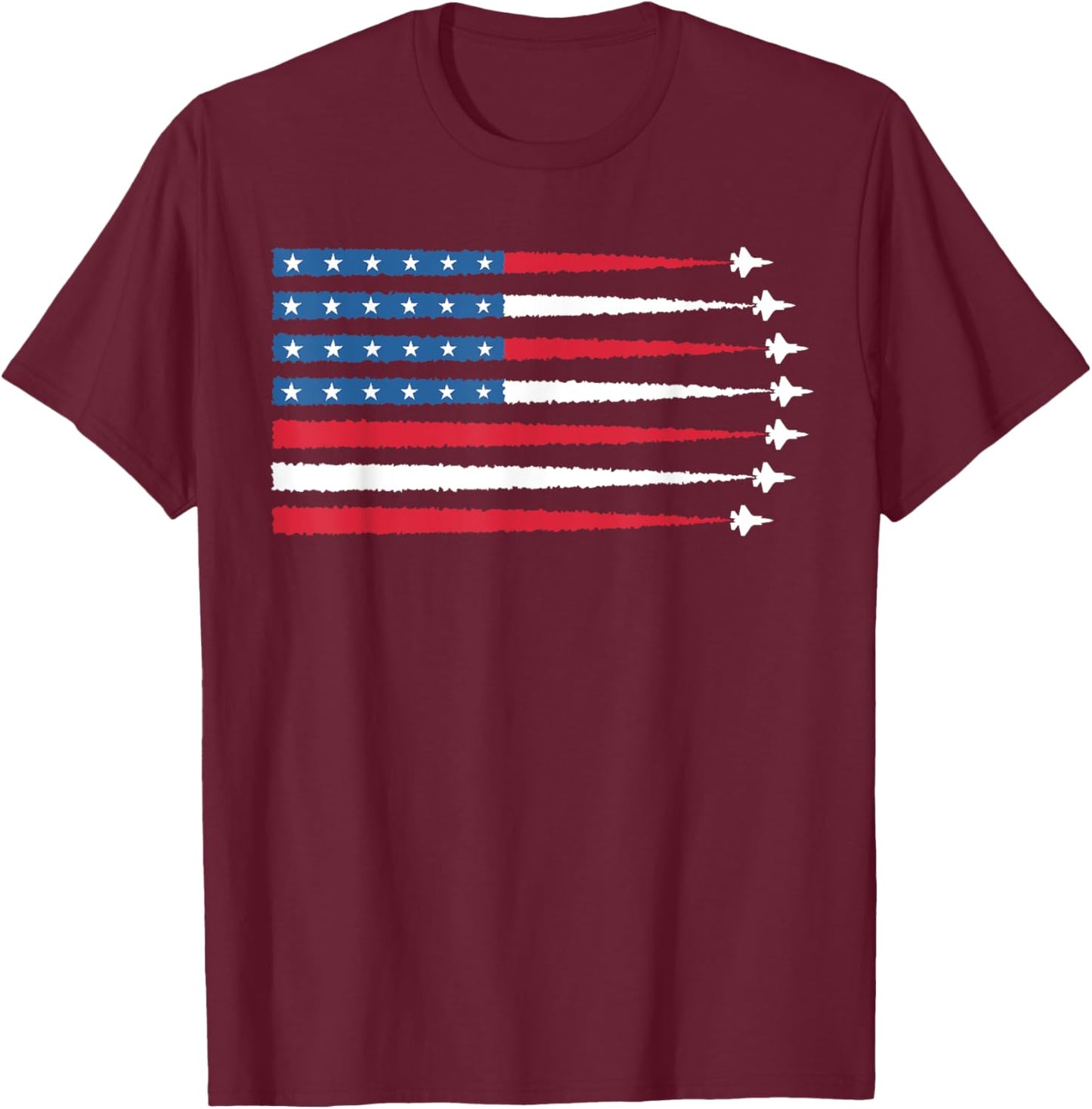 USA American Flag Men Women Kids Fighter Jets Patriotic T-Shirt - T-Shirt | Maroon