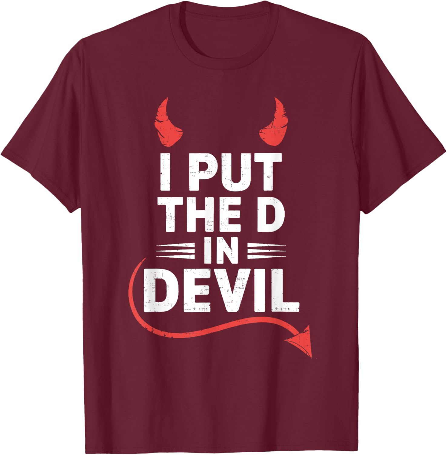 I Put the D in Devil Funny Halloween Matching Couple T-Shirt - T-Shirt | Maroon