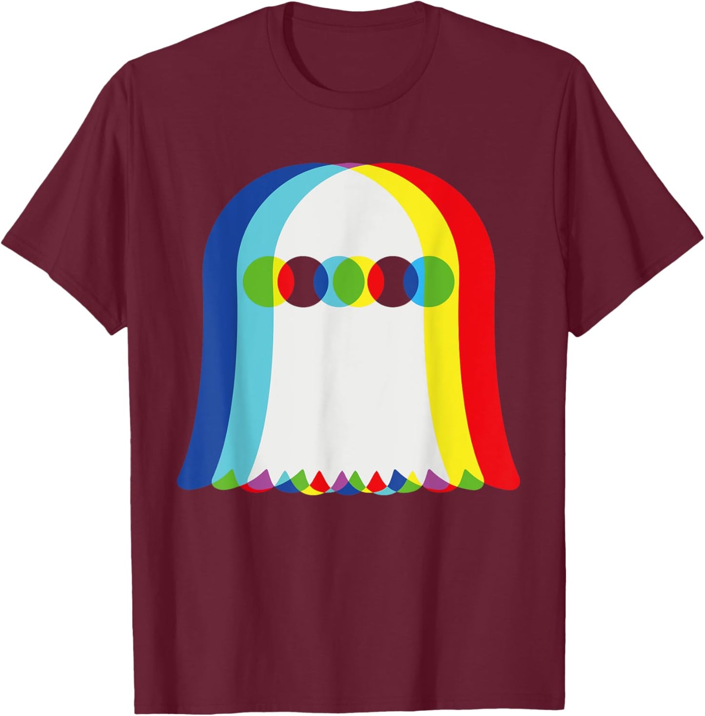Ghost Trippy Vaporwave, Halloween Psychedelic T-Shirt - T-Shirt | Maroon