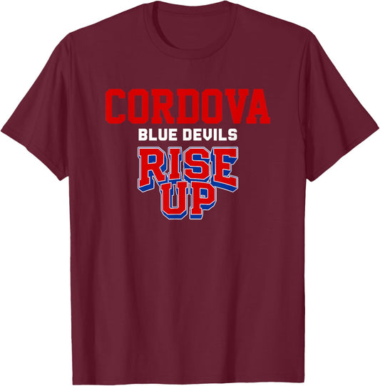 Cordova Blue Devils Rise Up HS T-Shirt - T-Shirt | Maroon