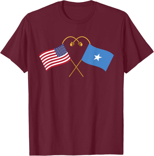 Somali Heritage USA Somalia American Flag Somali Flag T-Shirt - T-Shirt | Maroon