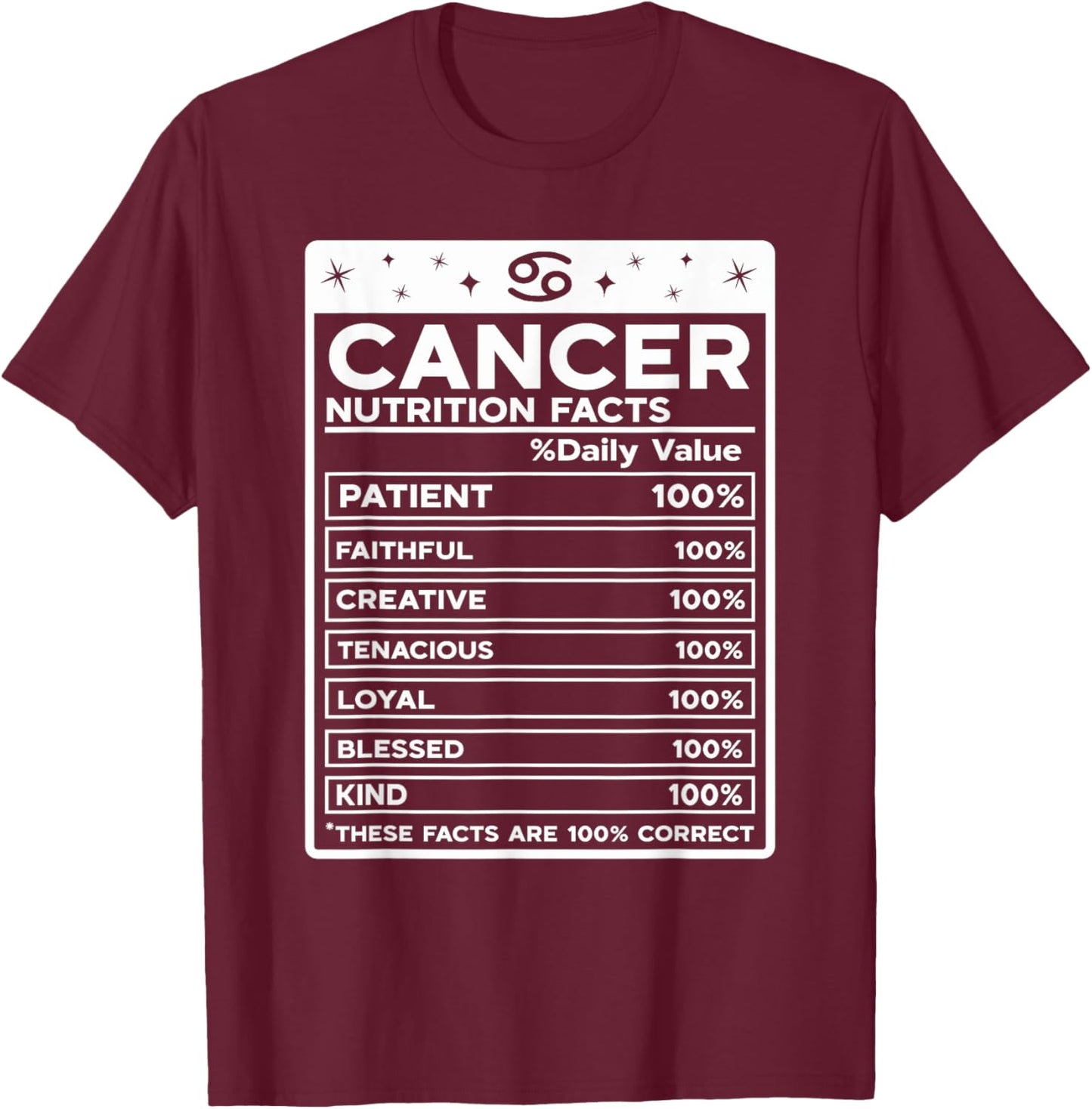 Cancer Nutritional Style Zodiac Design, Cancer T-Shirt - T-Shirt | Maroon