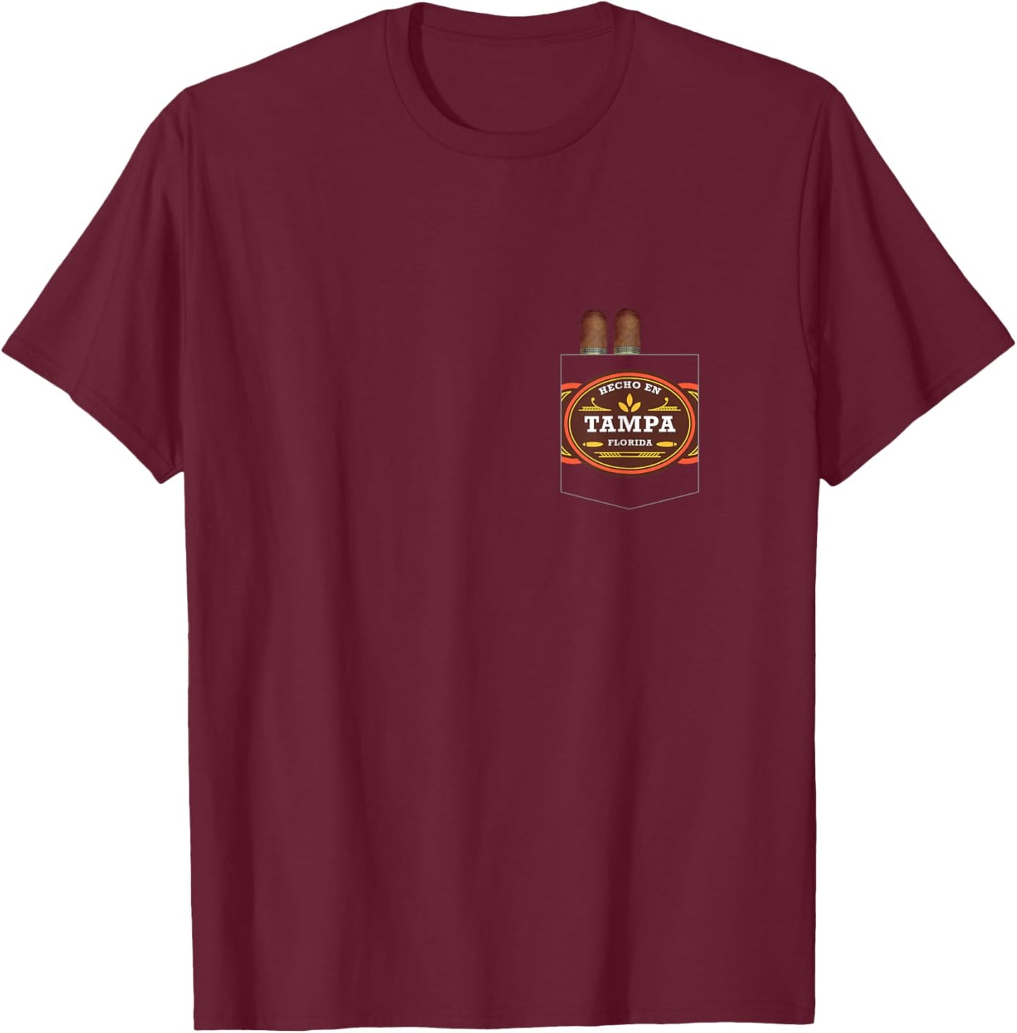 Hecho En Tampa Cigar Lover Ybor City Tampa Florida T-Shirt - T-Shirt | Maroon