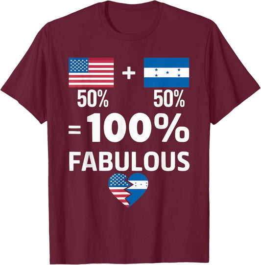Half American Half Honduran USA Flag Honduras America T-Shirt - T-Shirt | Maroon