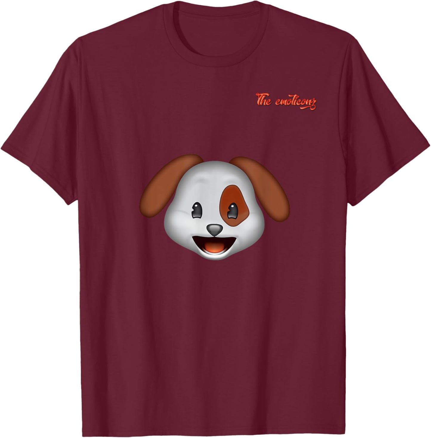 emoji happy enthusiastic dog face Men Women Kids T-Shirt - T-Shirt | Maroon