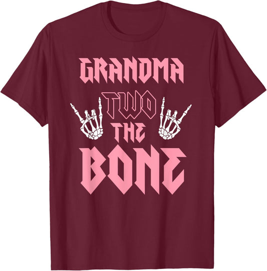 Grandma Two the Bone Birthday 2 Years Old Birthday Girl T-Shirt - T-Shirt | Maroon