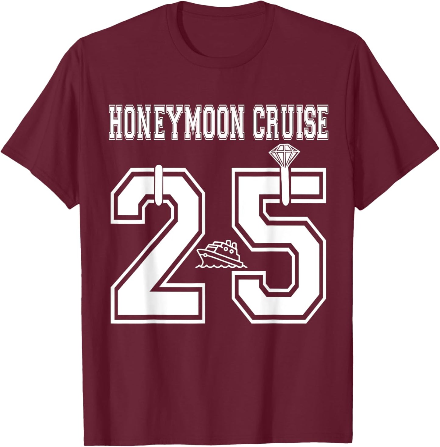 2025 Just Married Honeymoon Cruise Newlyweds Wife Husband T-Shirt - T-Shirt | Maroon