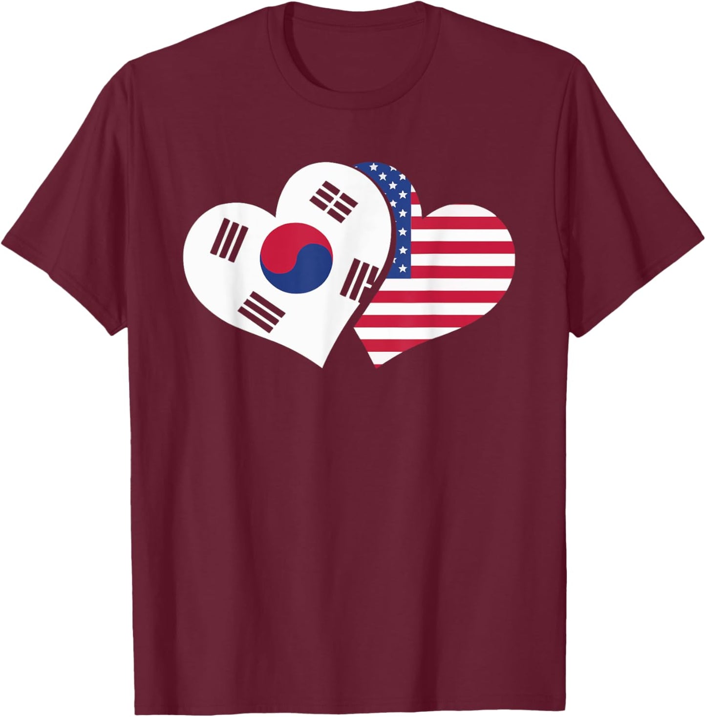 Half American Half Korean USA Flag South Korea America T-Shirt - T-Shirt | Maroon