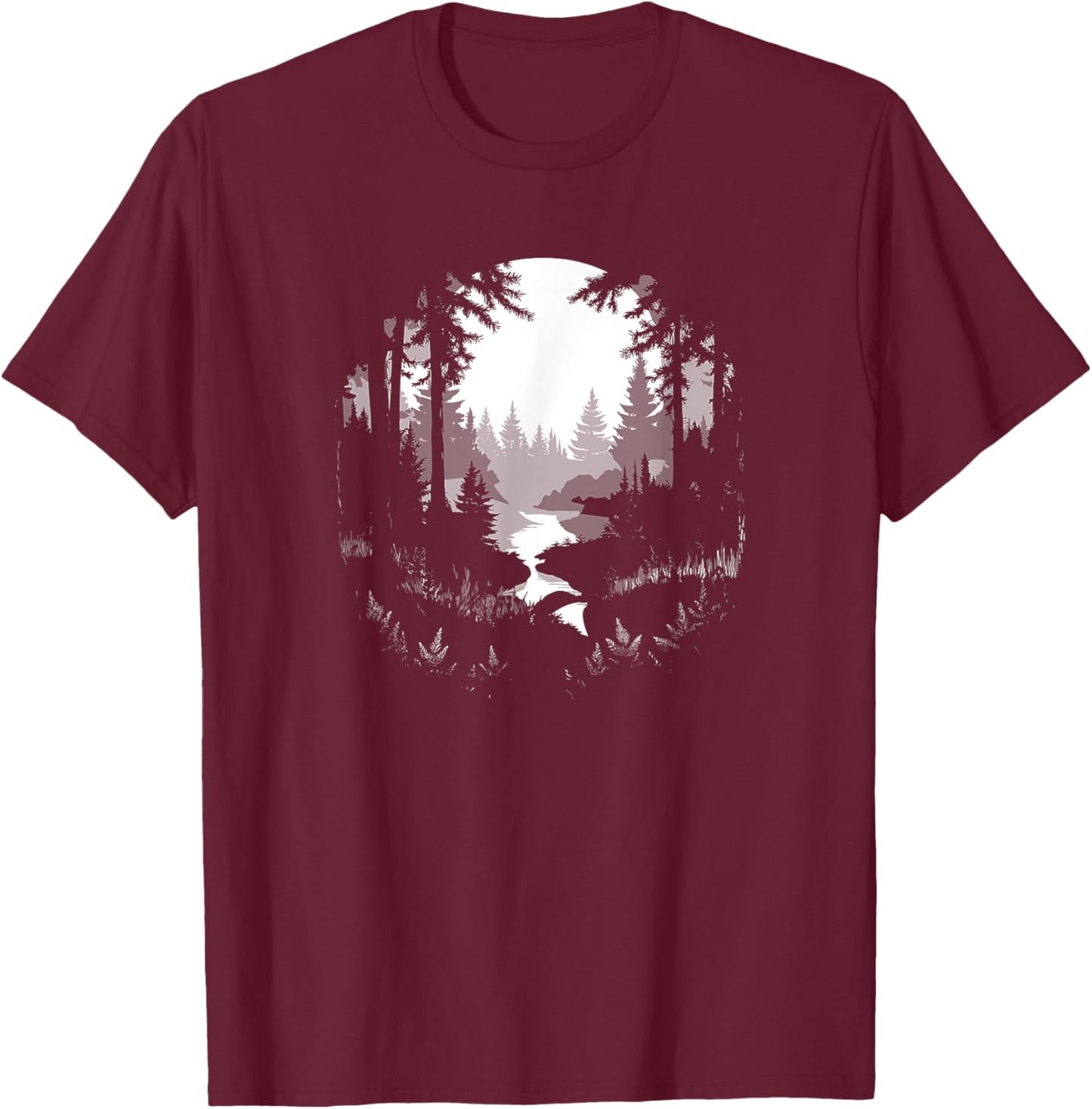 Night Nature Wildlife Trees Outdoor Men Boys Girls T-Shirt - T-Shirt | Maroon
