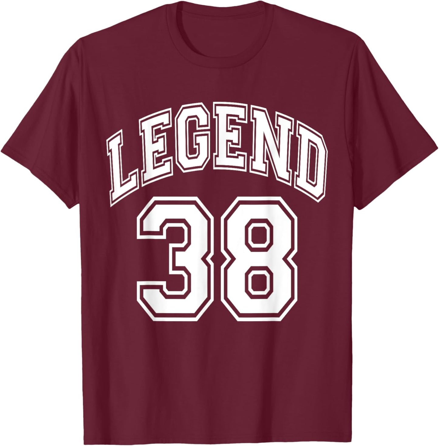 Legend 38 Number Varsity Team - 38th Birthday & 38 Years Old T-Shirt - T-Shirt | Maroon