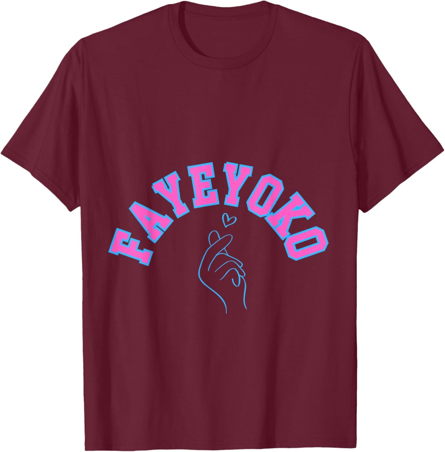 FayeYoko GL Series Finger Heart T-Shirt - T-Shirt | Maroon