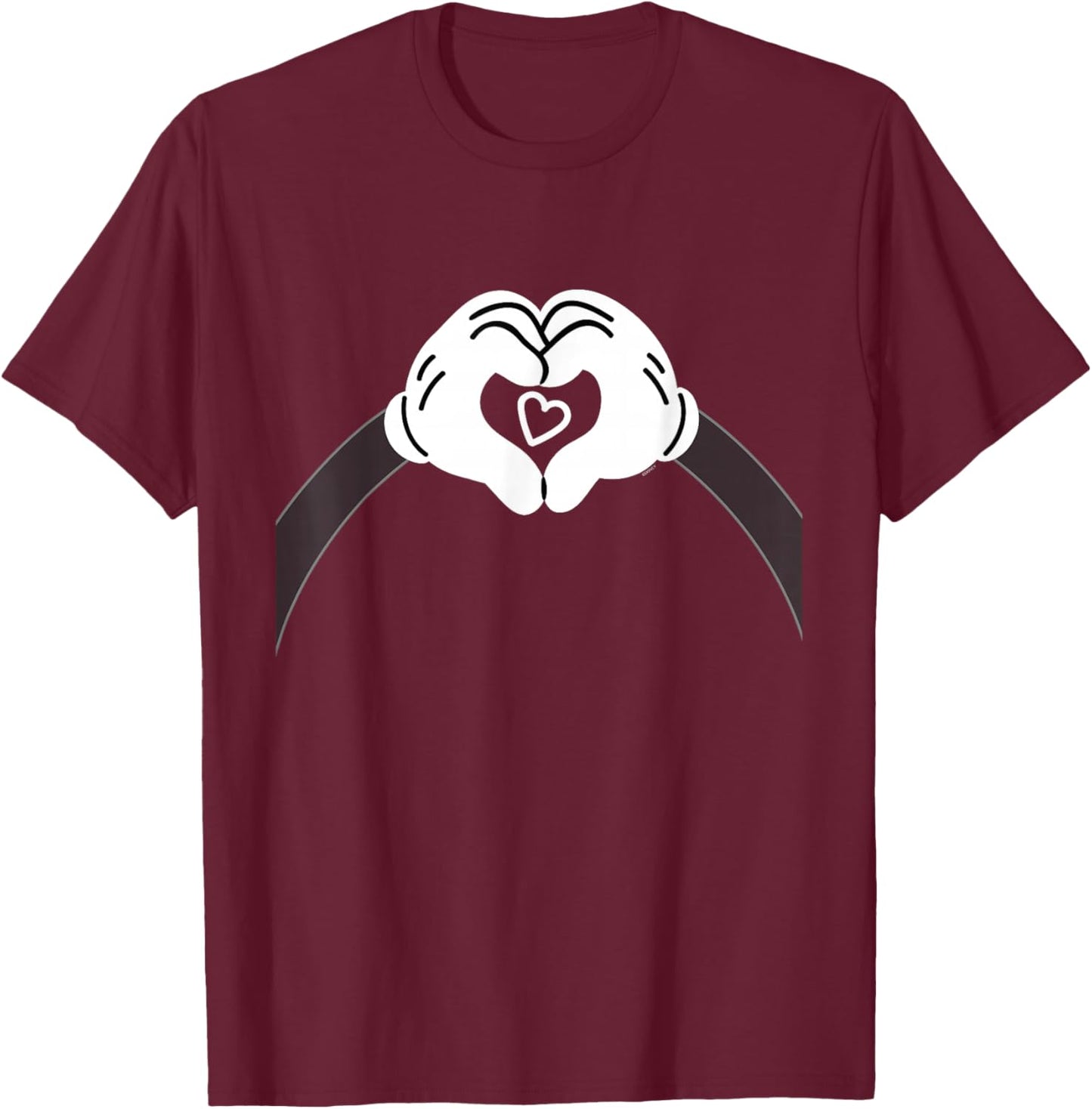 Disney Valentine's Day Mickey Mouse Making Hand Heart T-Shirt - T-Shirt | Maroon