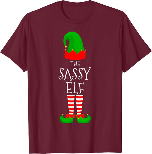 Sassy Elf Family Matching Group Christmas Sassies Elves T-Shirt - T-Shirt | Maroon