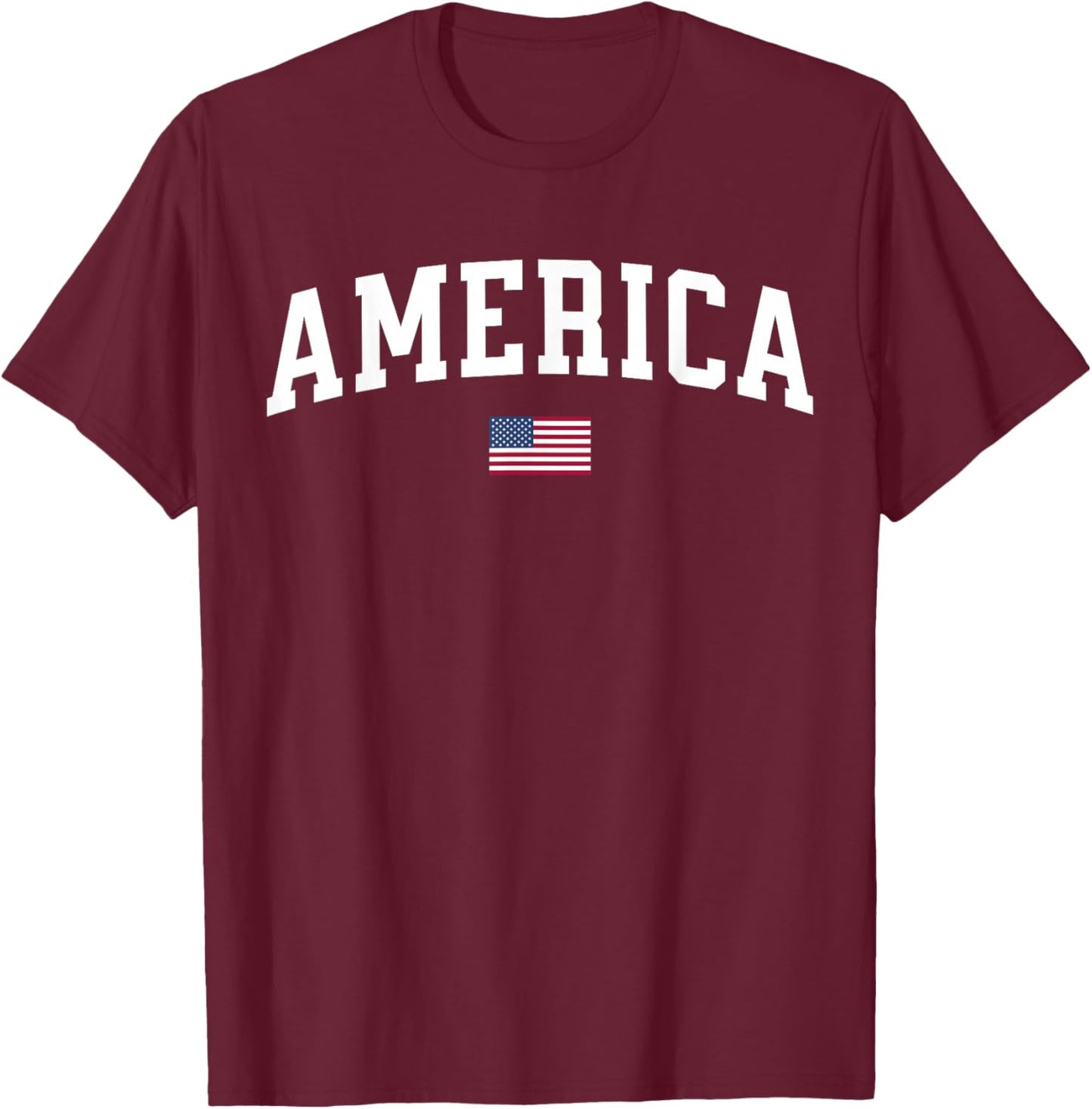 America USA Women Men Kids American Flag July 4th Patriotic T-Shirt - T-Shirt | Maroon