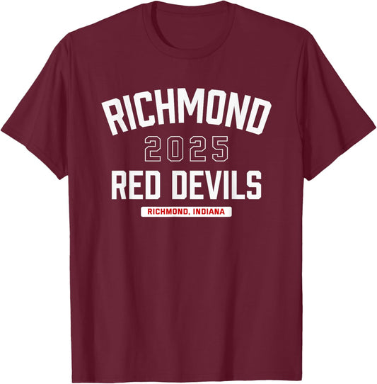 Richmond Red Devils Richmond, Indiana 2025 T-Shirt - T-Shirt | Maroon