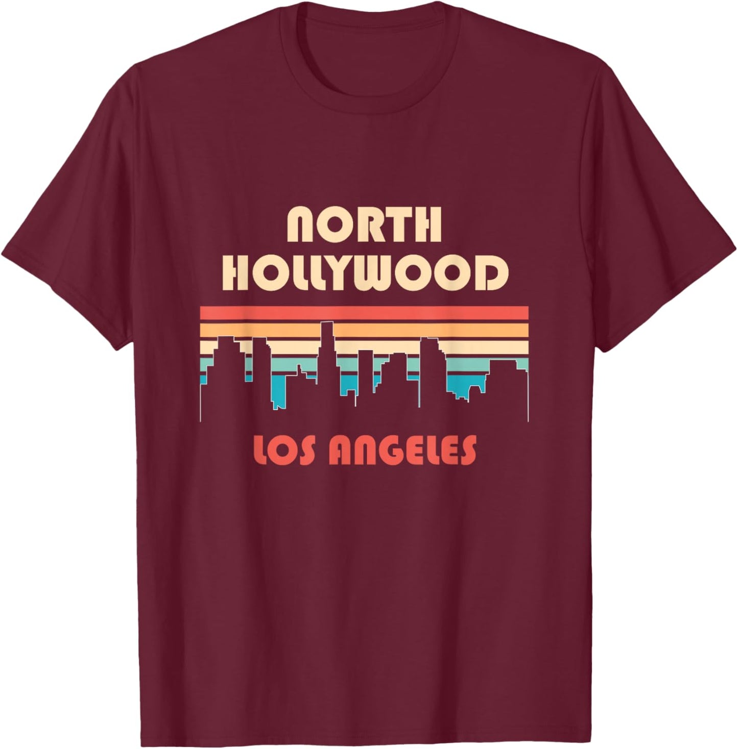 North Hollywood Los Angeles California Retro Vintage T-Shirt - T-Shirt | Maroon