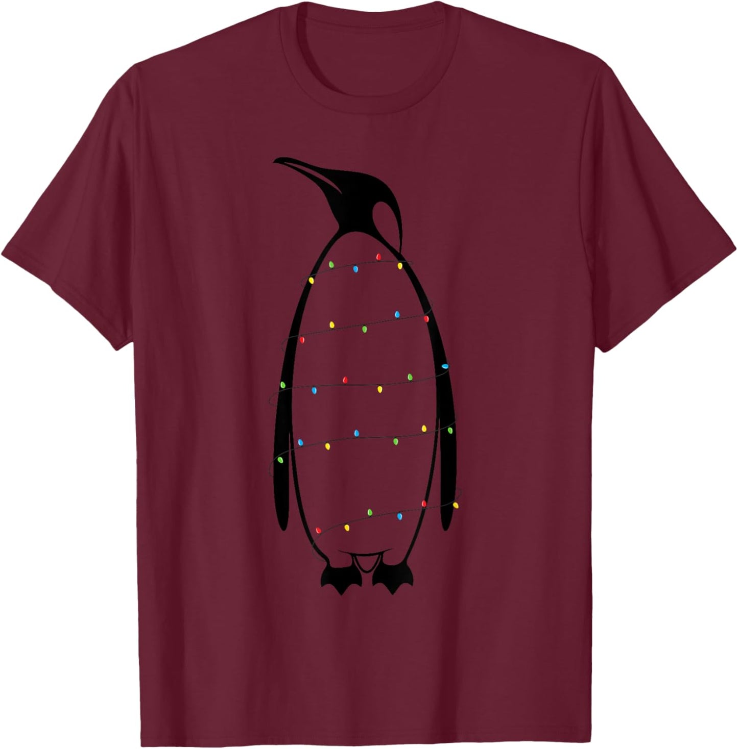 Penguin Pajama Christmas Lights Winter Decor T-Shirt - T-Shirt | Maroon