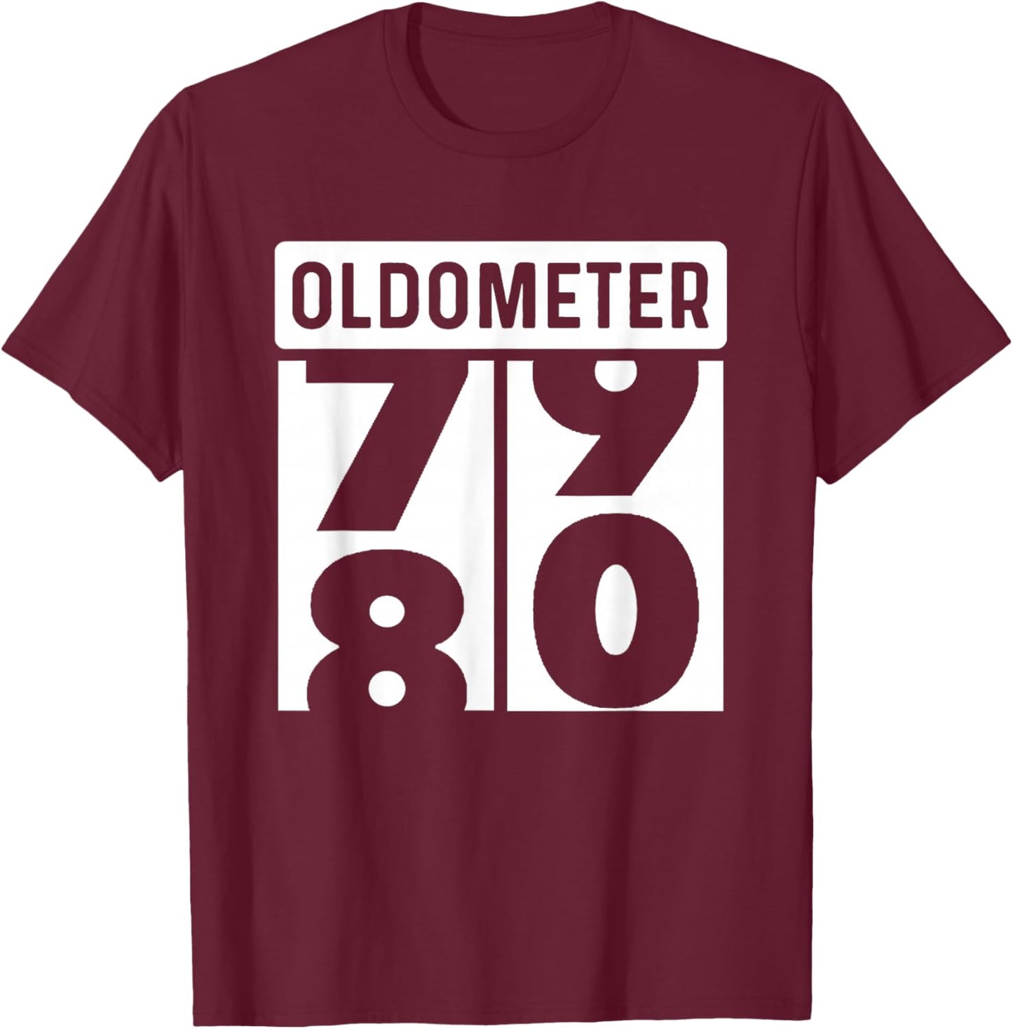 Classic Car Truck Tractor Auto Mechanic Collector Oldometer Odometer Funny 80th Birthday Gift 80 yrs Old Joke T-Shirt - T-Shirt | Maroon