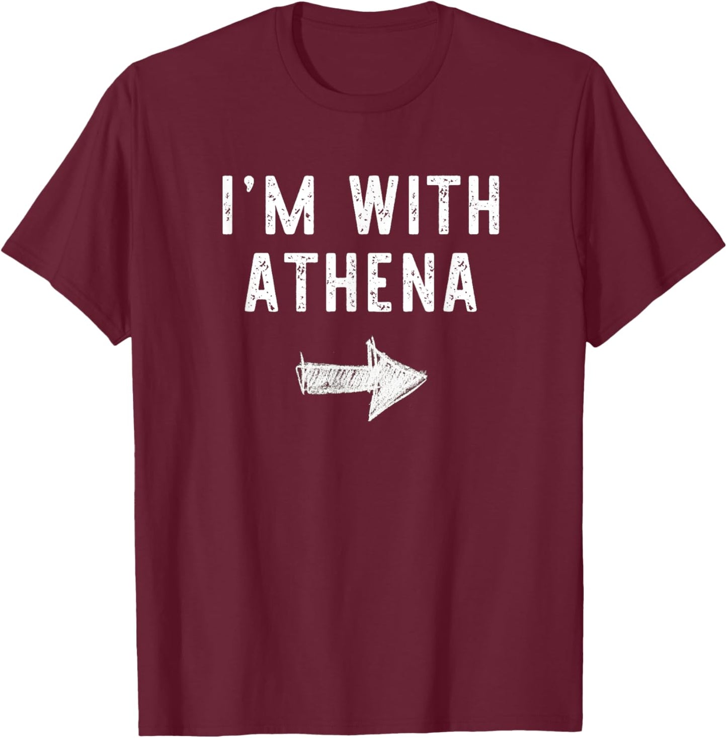 I'm With Athena Costume Halloween Matching Couple T-Shirt - T-Shirt | Maroon