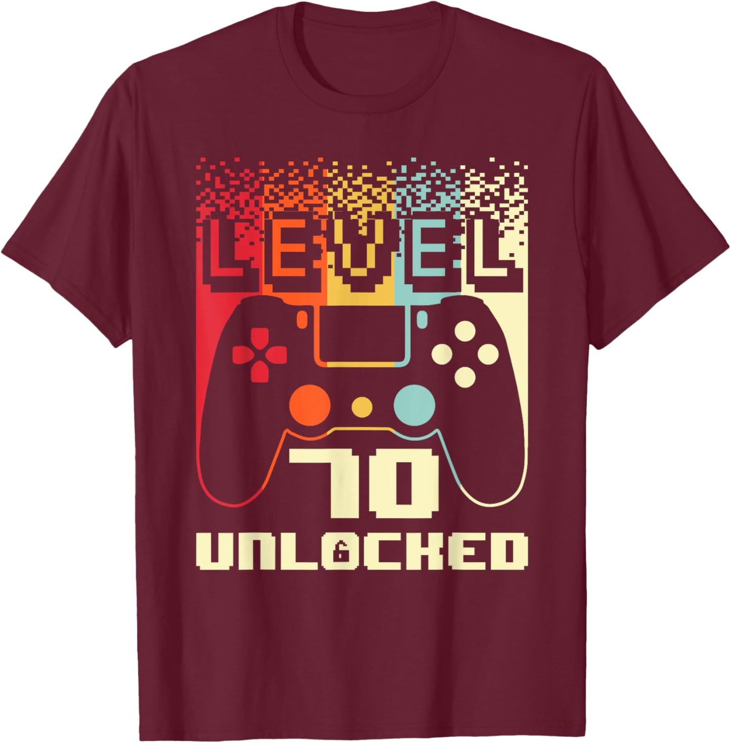 70th Birthday Level 70 Unlocked Gamer 70 Year Old T-Shirt - T-Shirt | Maroon