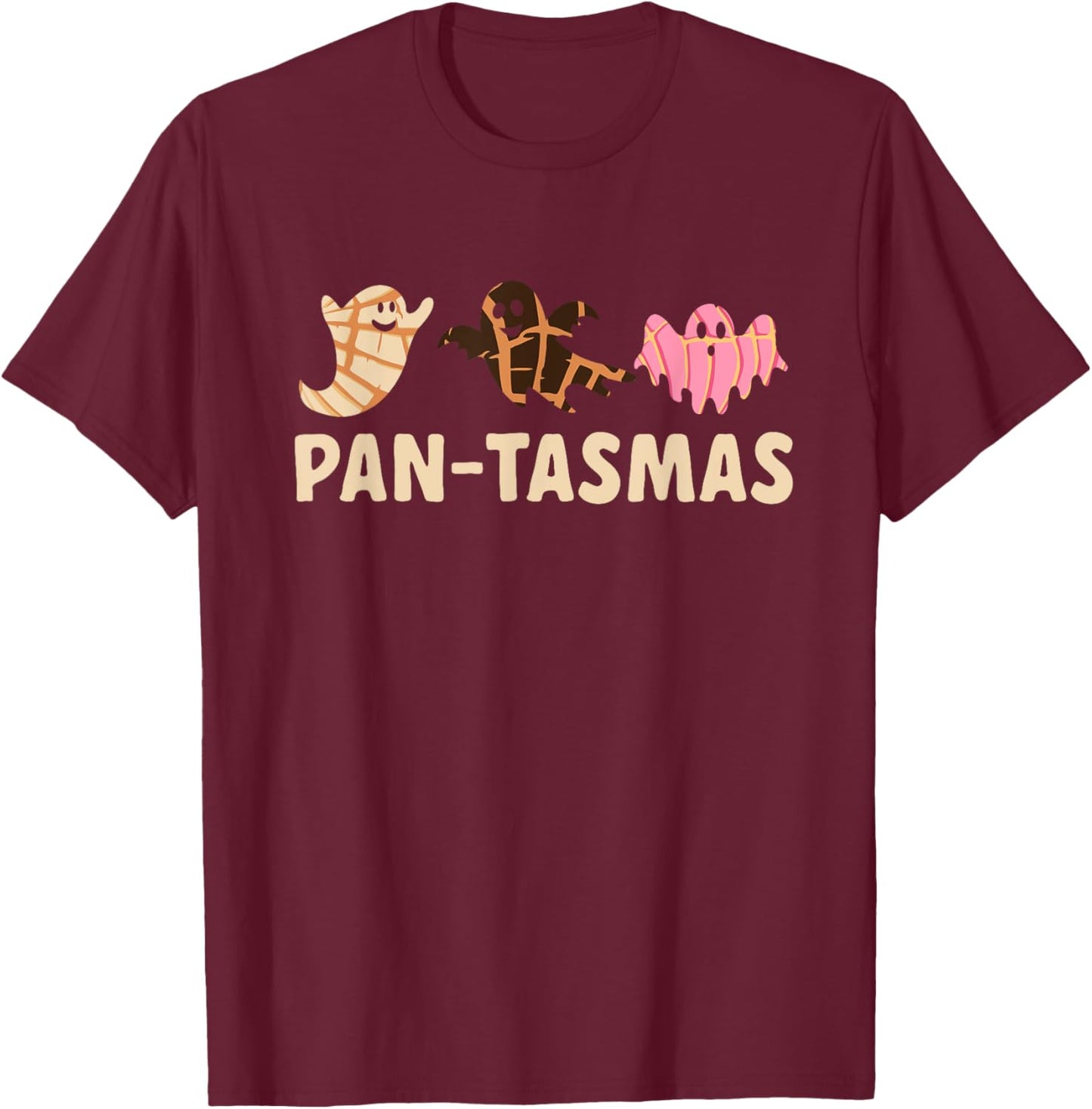 Pantasmas Spooky Conchas Mexican Ghost Halloween T-Shirt - T-Shirt | Maroon