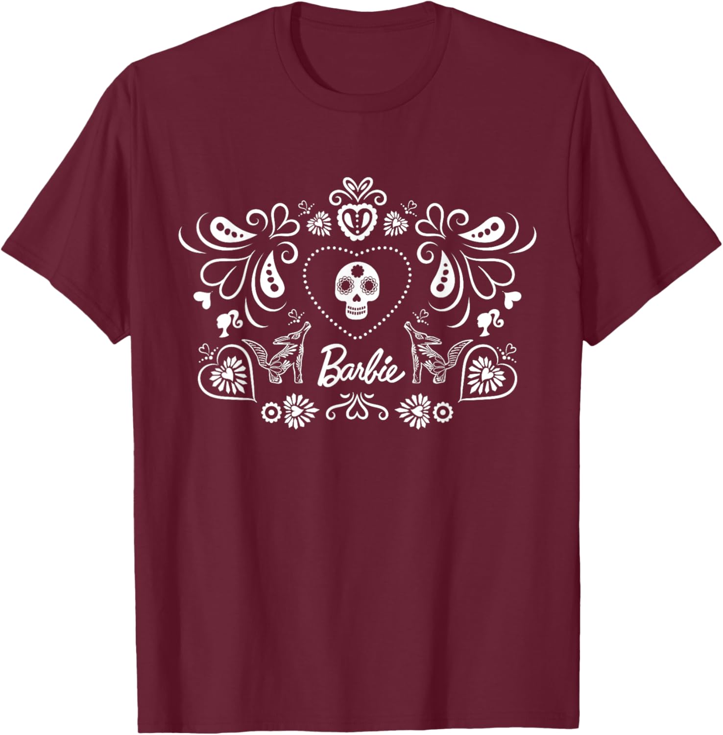 Barbie Día De Muertos T-Shirt - T-Shirt | Maroon