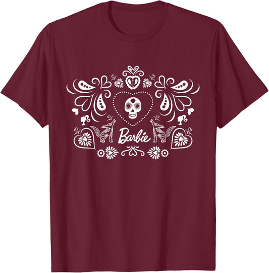 Barbie Día De Muertos T-Shirt - T-Shirt | Maroon