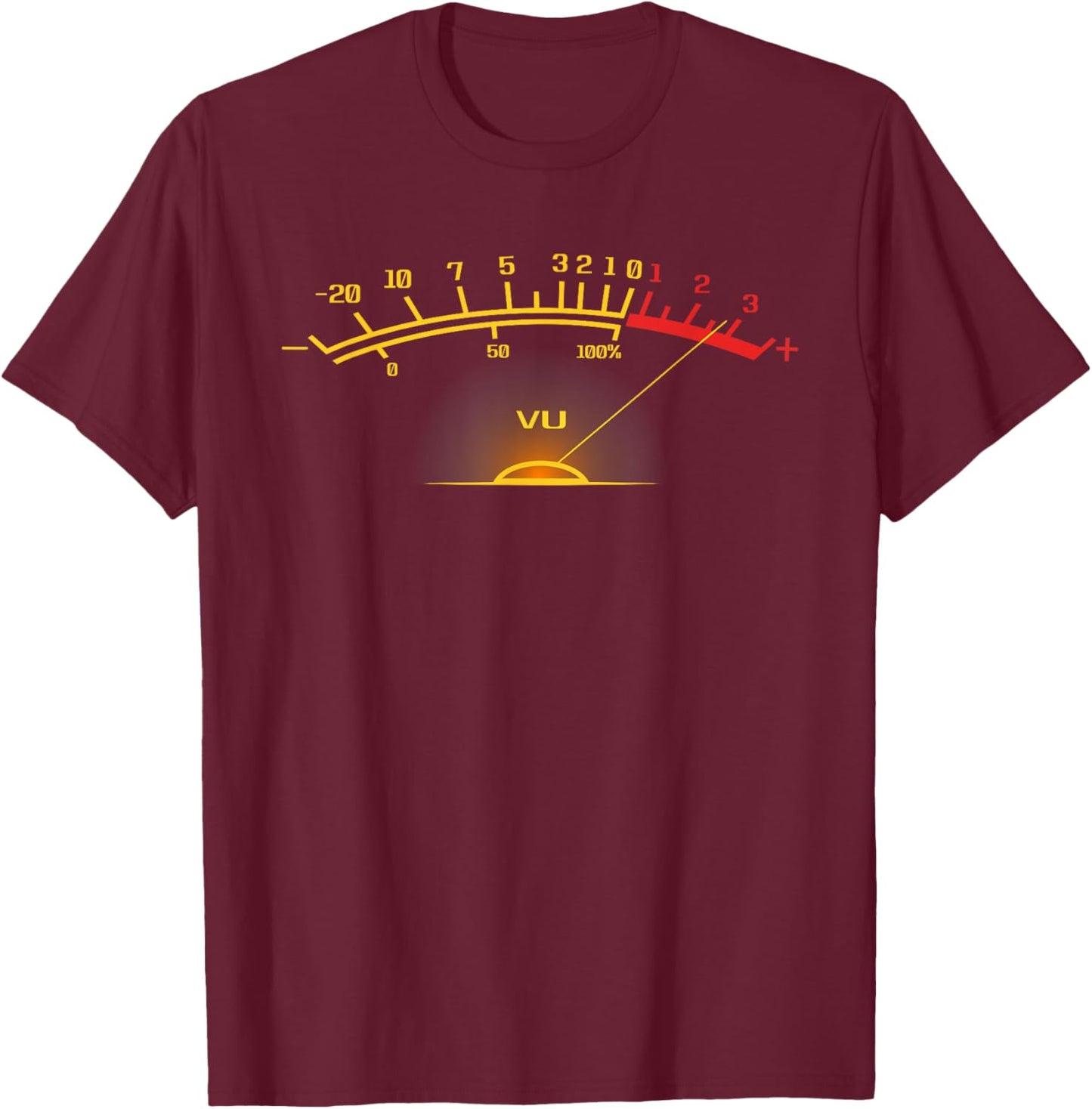 Retro VU Meter Hi-Fi Funny Stereo Sound Audio Engineer T-Shirt - T-Shirt | Maroon