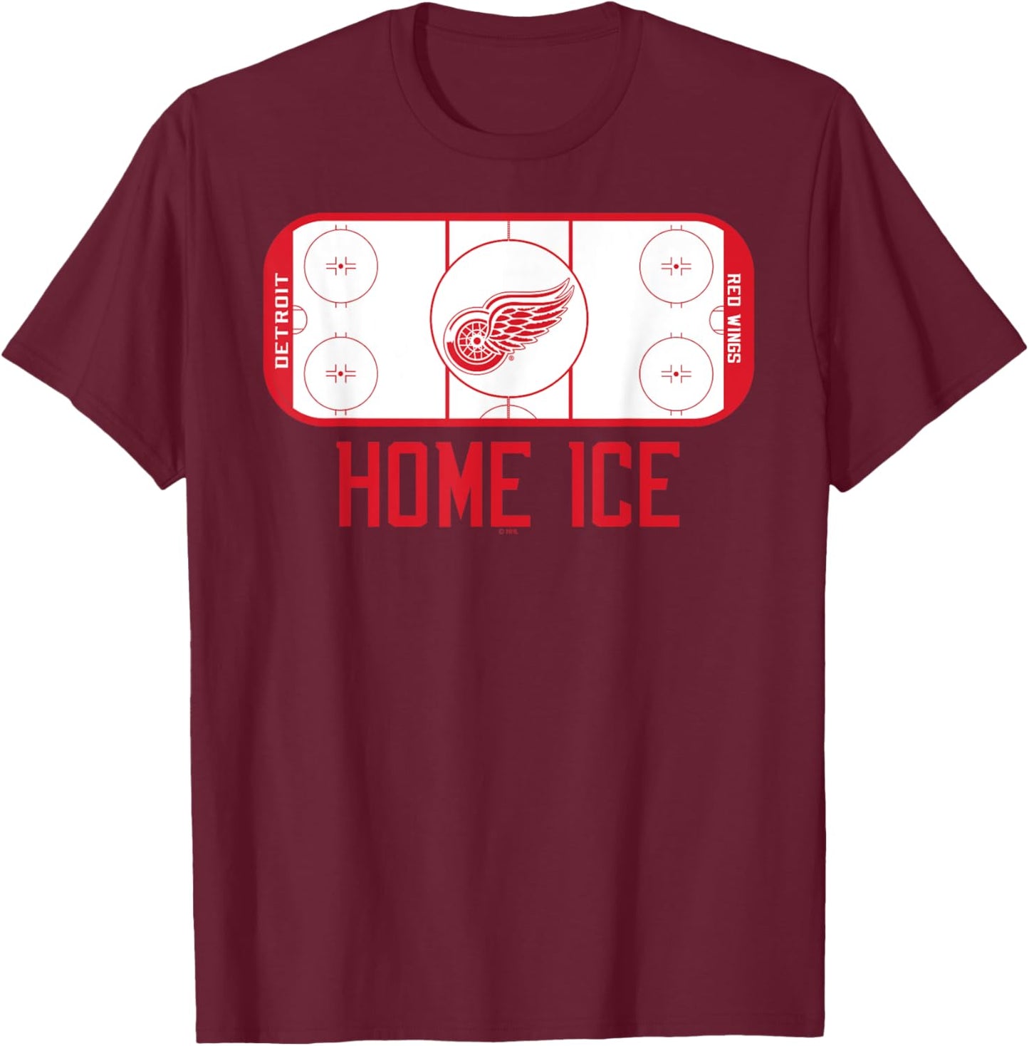 Detroit Red Wings Home Ice Black Officially Licensed T-Shirt - T-Shirt | Maroon