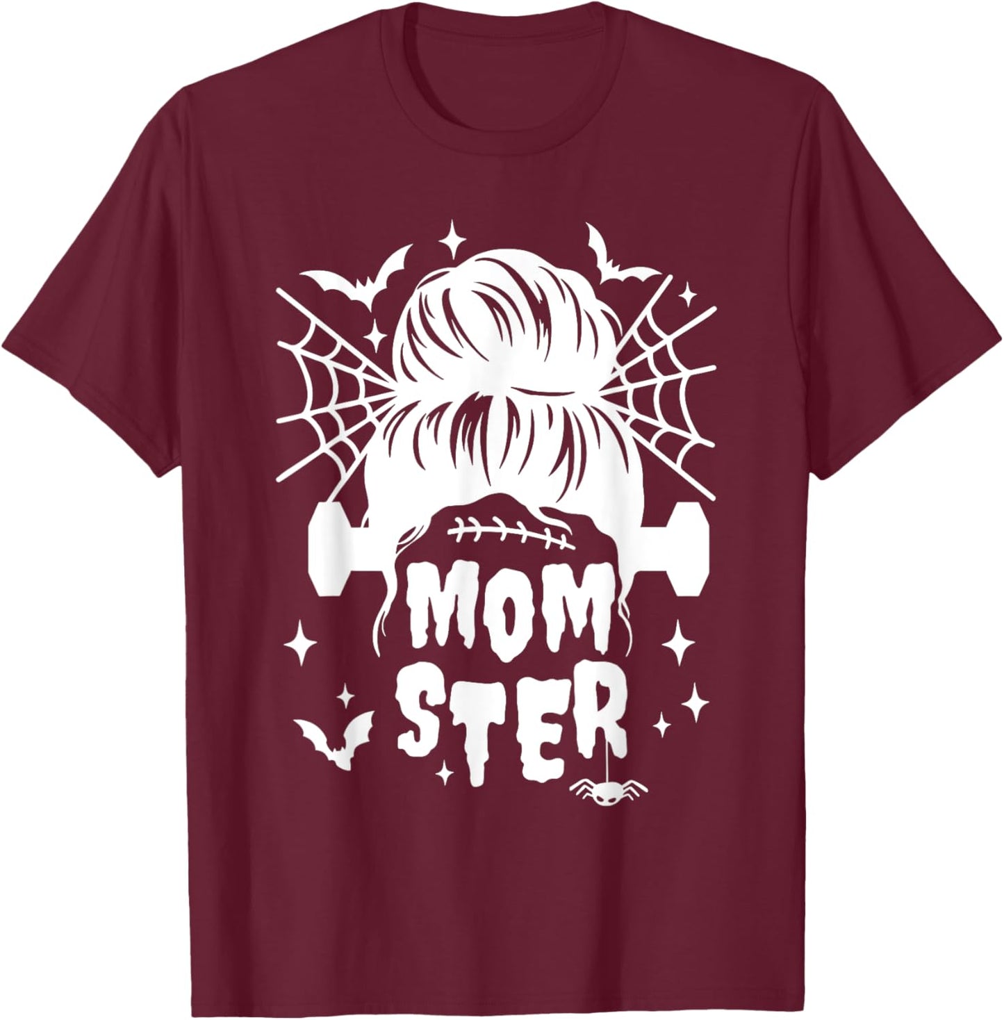 Momster Halloween Mommy Mama Hair Bun /Family Matching Party T-Shirt - T-Shirt | Maroon