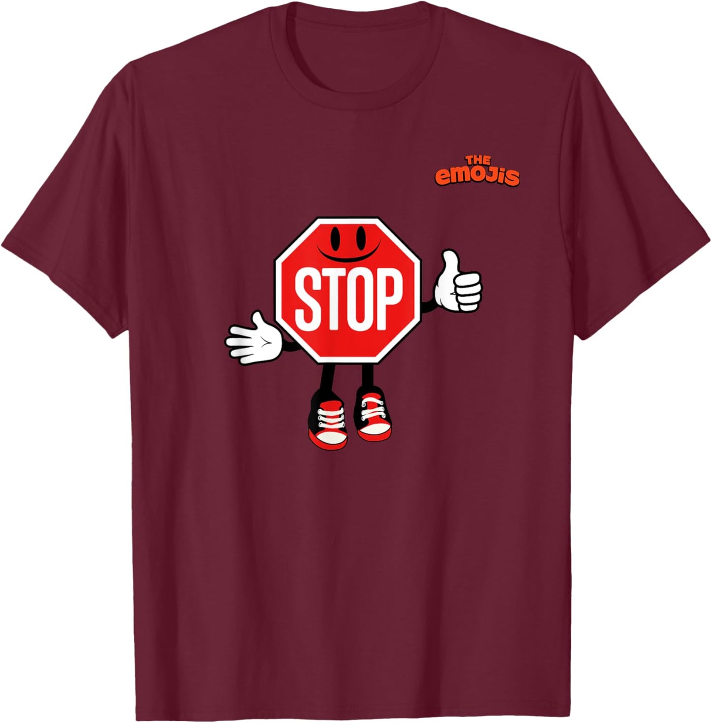 Emoji Stop Sign Thumb Up T-Shirt - T-Shirt | Maroon