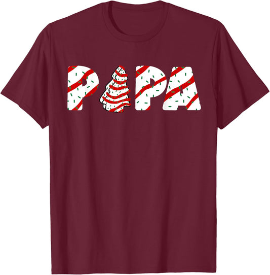 Christmas Tree Cake Matching Family Party Pajama Papa T-Shirt - T-Shirt | Maroon