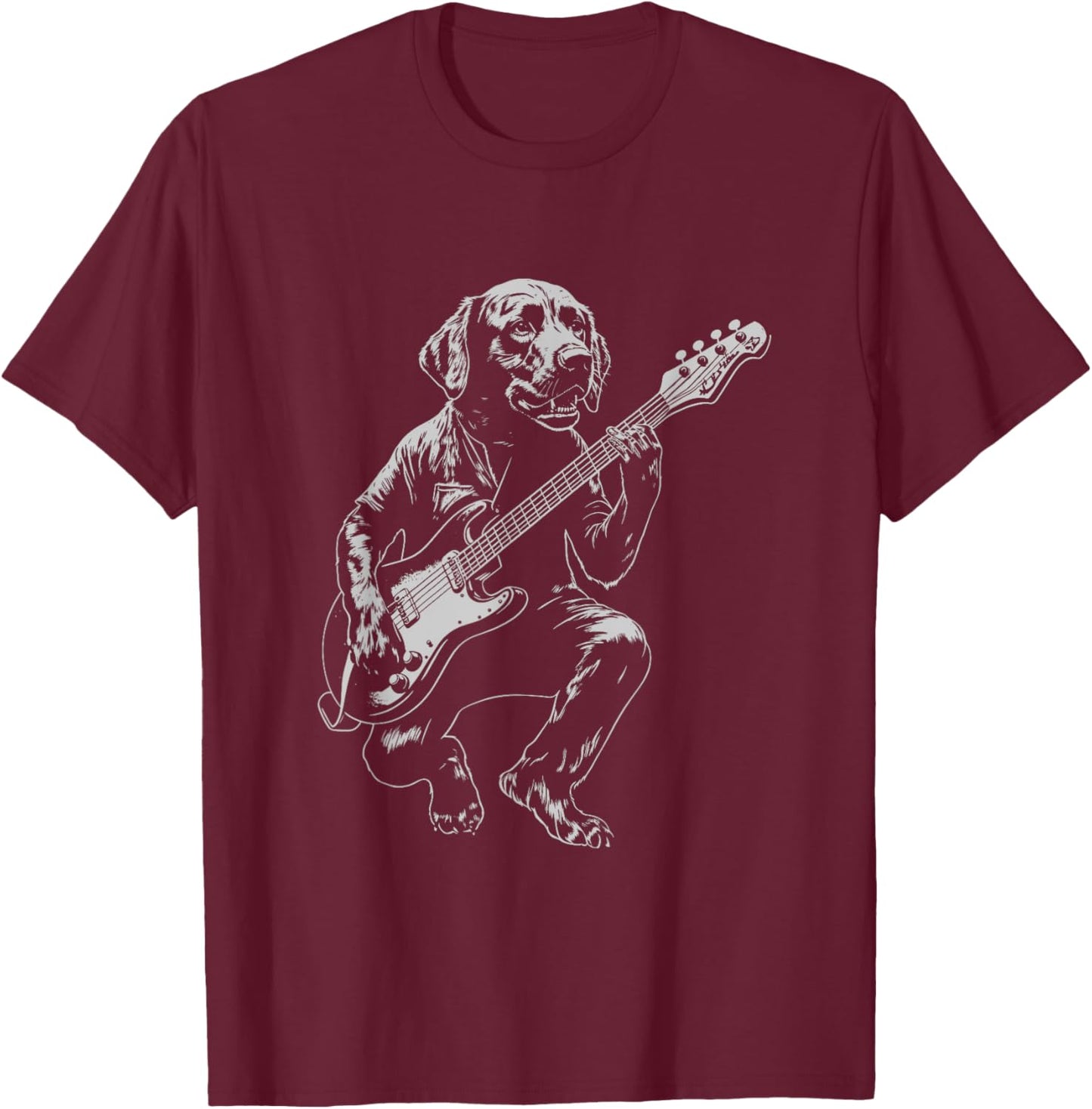 Bass Guitar Funny Chocolate Labrador Music Lover Men Women T-Shirt - T-Shirt | Maroon