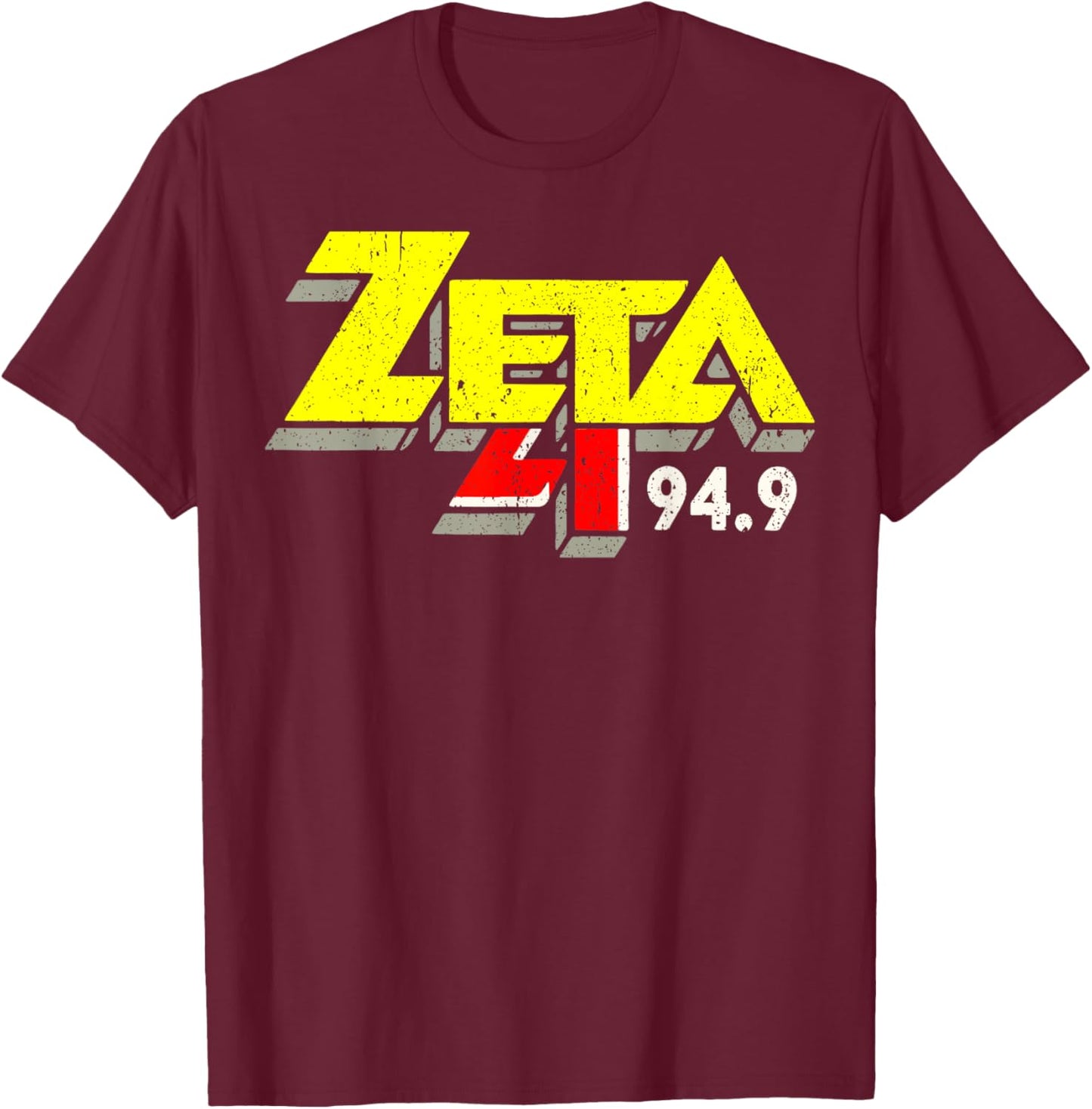 Funny Zeta 94 Rock Music Fans Distressed Retro Radio Classic T-Shirt - T-Shirt | Maroon
