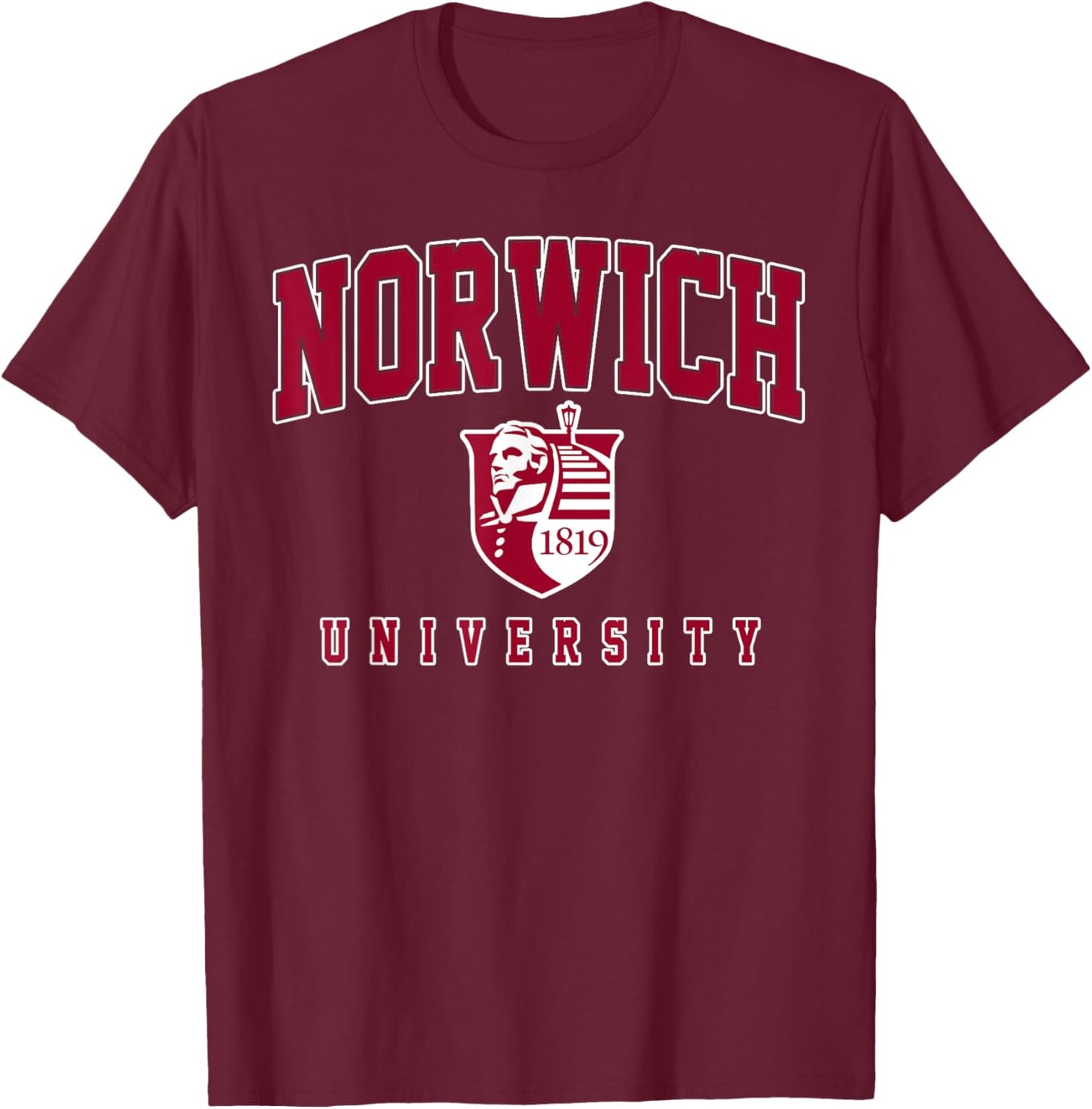 Norwich University Arch Vintage Sports Design Men Women T-Shirt - T-Shirt | Maroon