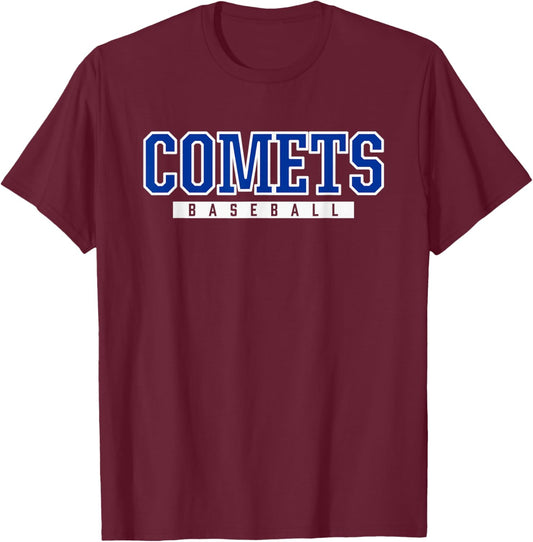 Clayton Comets Baseball T-Shirt - T-Shirt | Maroon