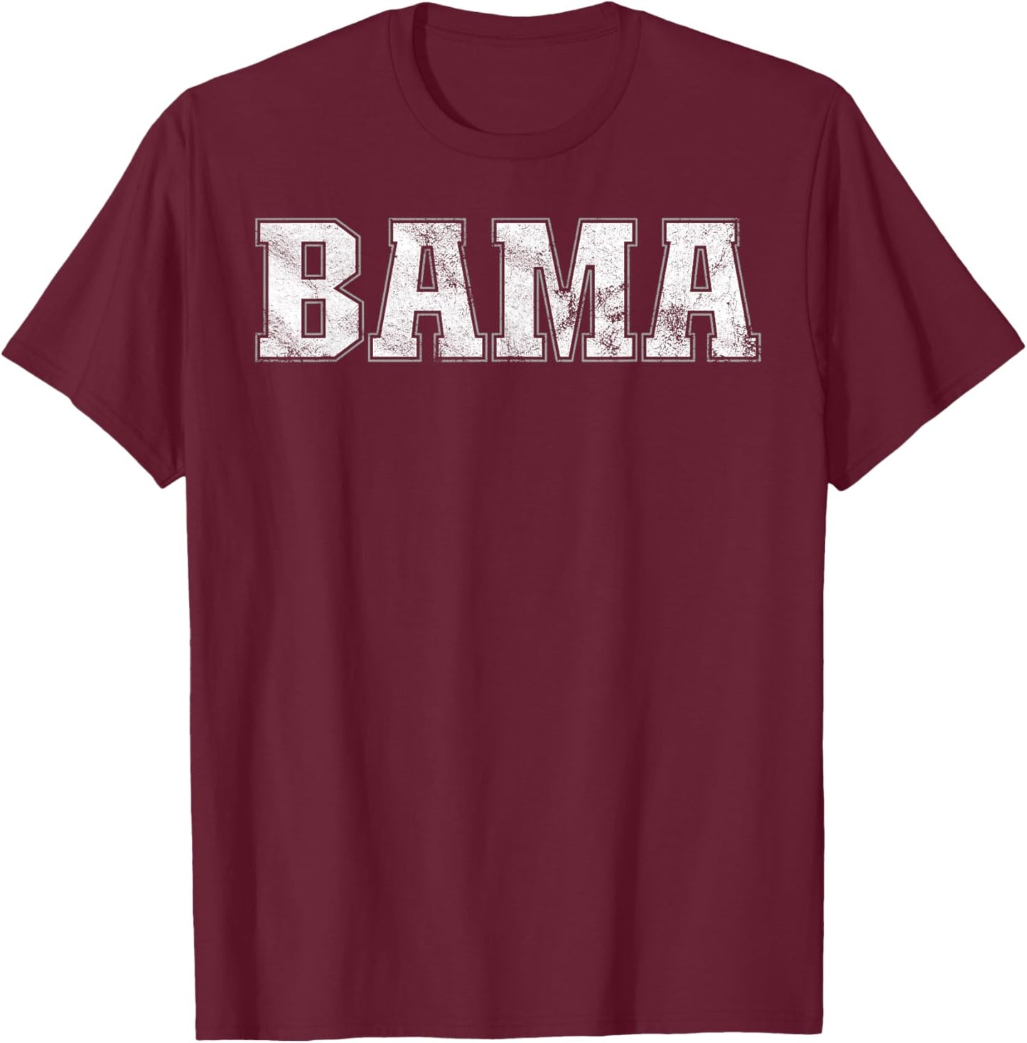Alabama - Bama White AL State Graphic Vintage Sports Lover T-Shirt - T-Shirt | Maroon